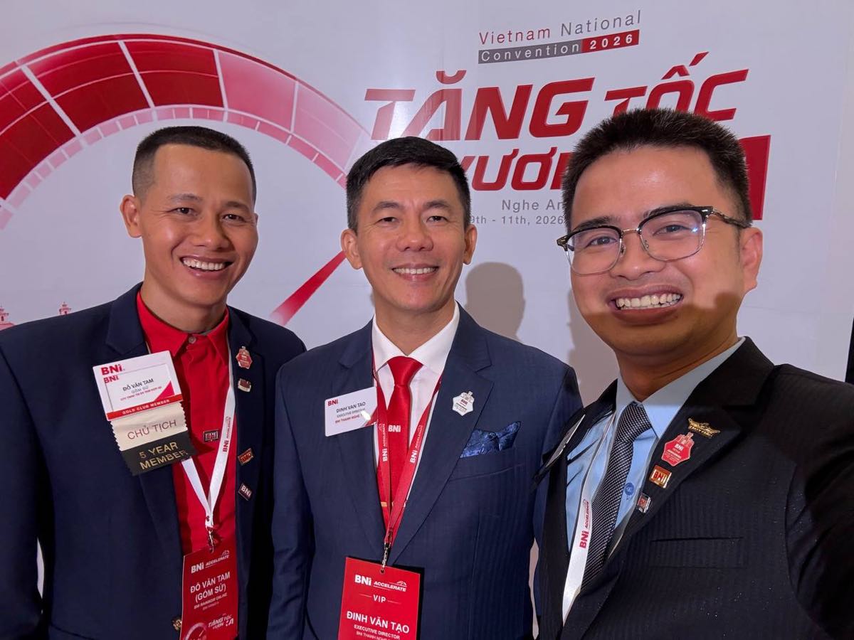 Lê Tấn Đào cùng lãnh đạo BNI tại HNĐC 2026