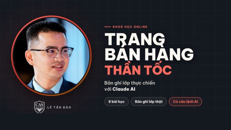 Ảnh bìa khoá học Trang Bán Hàng Thần Tốc với Claude AI