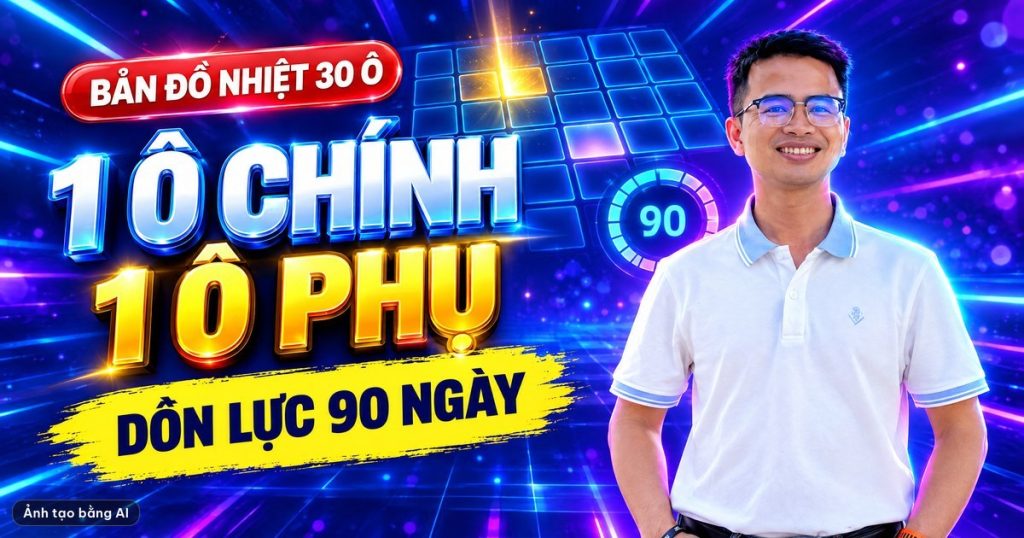 Ảnh bìa tạo bằng AI: Lê Tấn Đào bên dòng chữ 1 ô chính 1 ô phụ