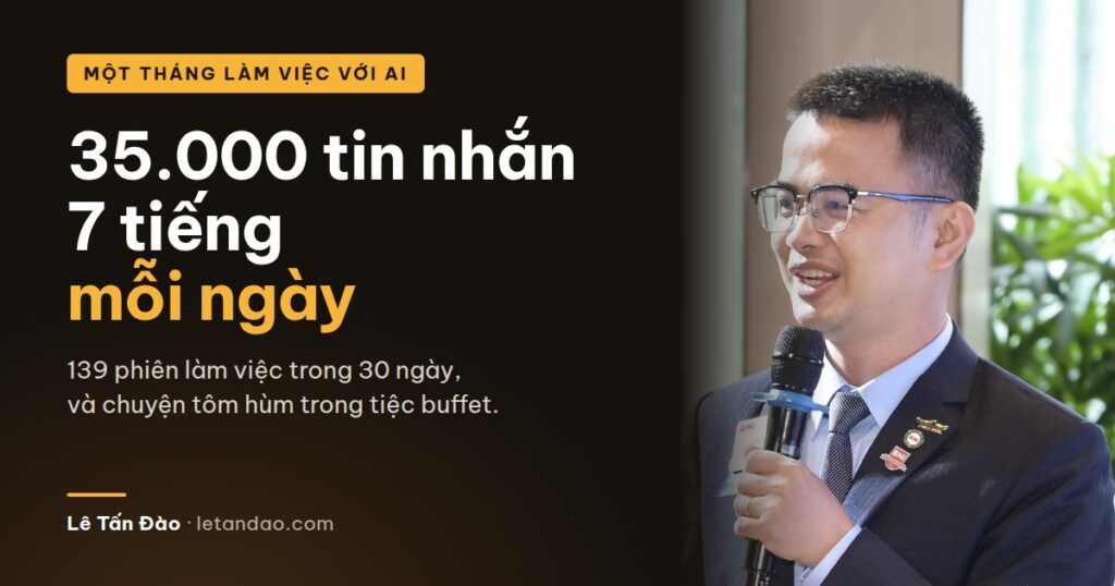 Một tháng làm việc với AI: 35.000 tin nhắn, 7 tiếng mỗi ngày. Lê Tấn Đào